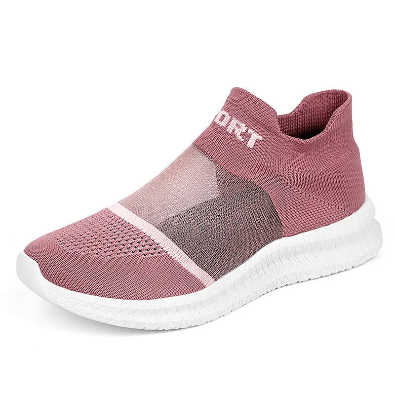 Flyknit sock shoes with tassel laces and hollow design in khaki colour
