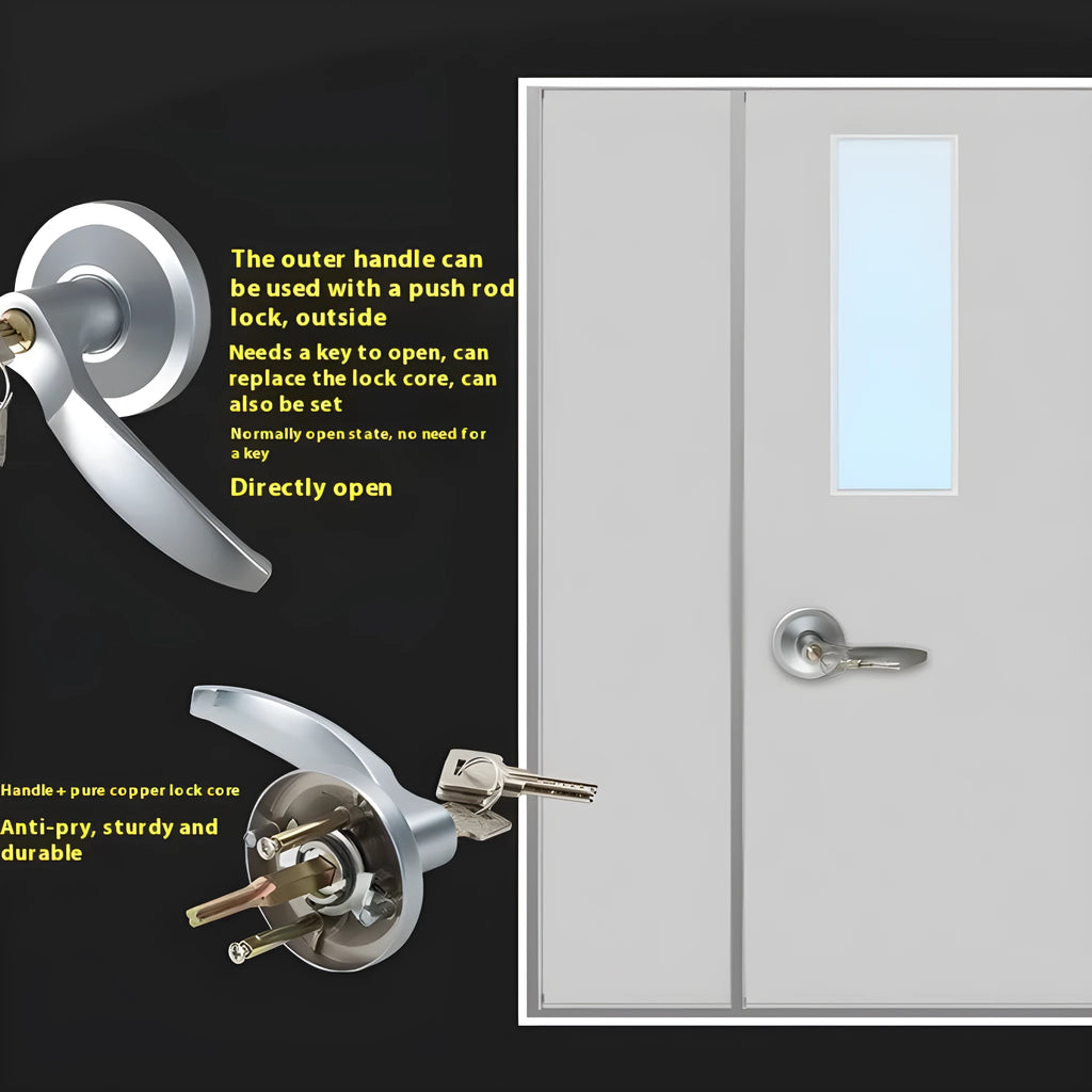Stainless steel fire door push lock with external handle for 65cm baked paint doors