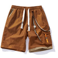 Men's plus size loose sports shorts in black, blue, coffee, and white featuring high waist and bamboo fiber fabric.