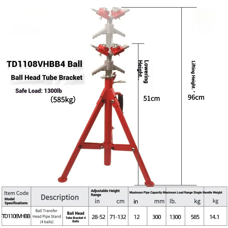 Metal V-head pipe bracket with ball mount options for steel pipe support