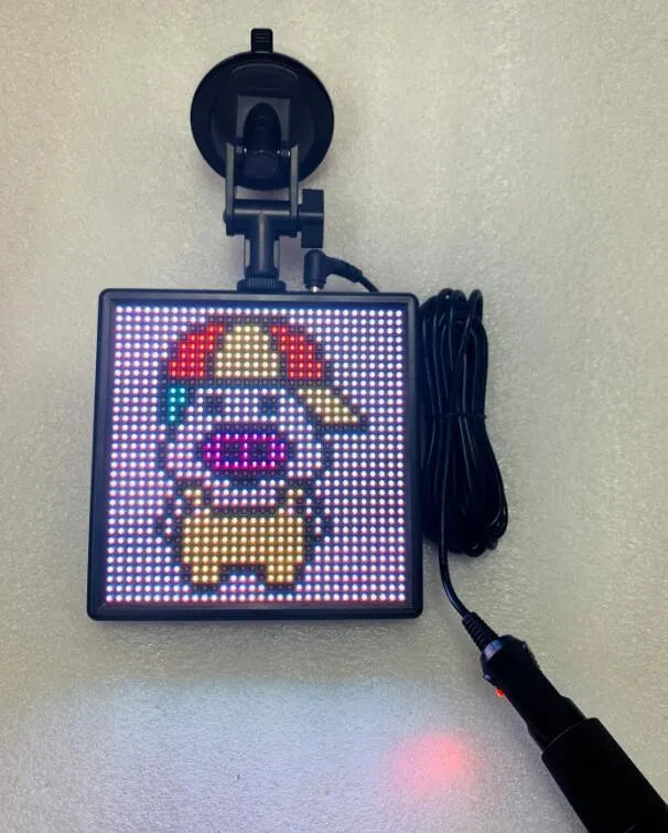 Bluetooth wireless LED car display screen with 32x32 resolution in aluminium frame