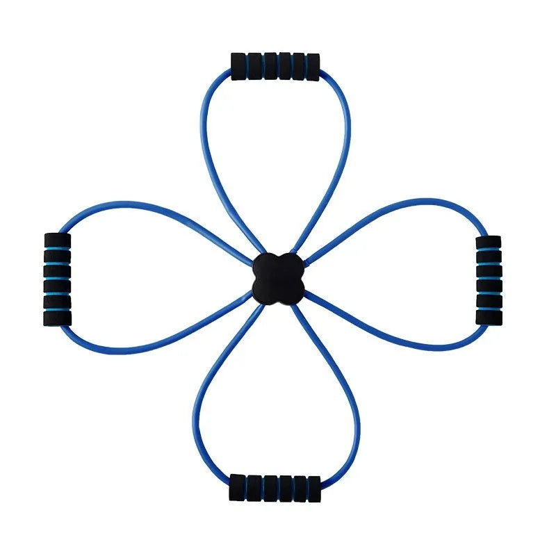 Blue and red eight character shoulder puller with cross tension device for female fitness training