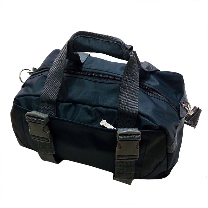 Nylon yoga gym bag showing medium and large size options in six colour variations