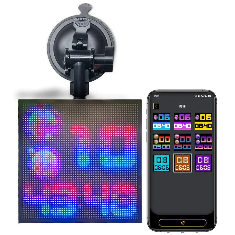 Bluetooth wireless LED car display screen with 32x32 resolution in aluminium frame