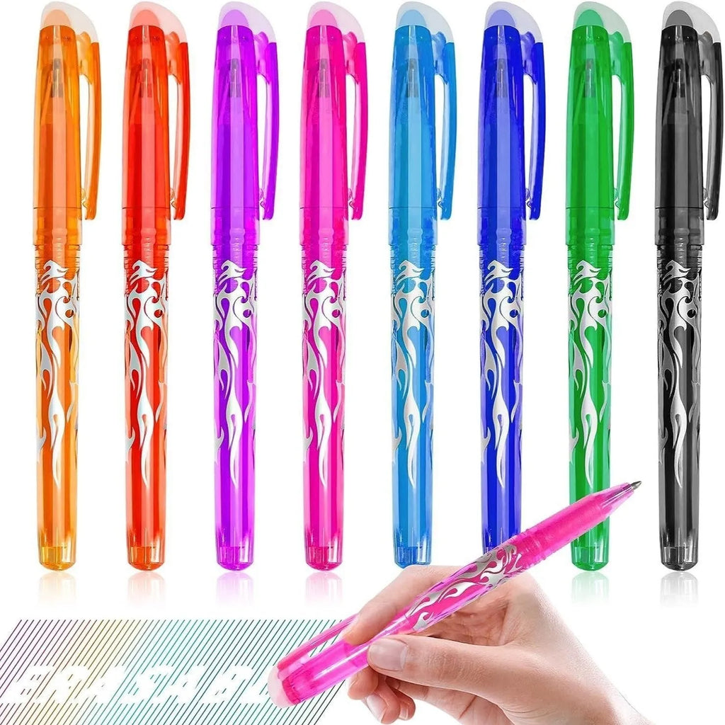 Hot erasable gel pen with plastic shell and stainless steel nib in 0.5mm or 0.7mm tip options