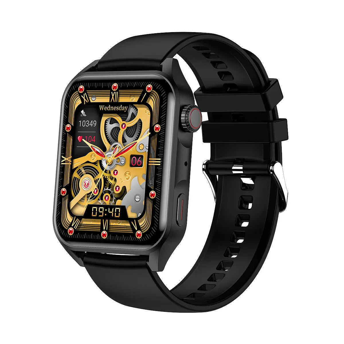 HD AMOLED smart watch with NFC on silicone strap showing multi-dial display