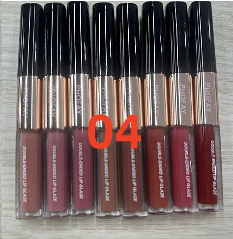 C-L021 double-head lip gloss stick with non-stick cup applicator tips, showing two shades.