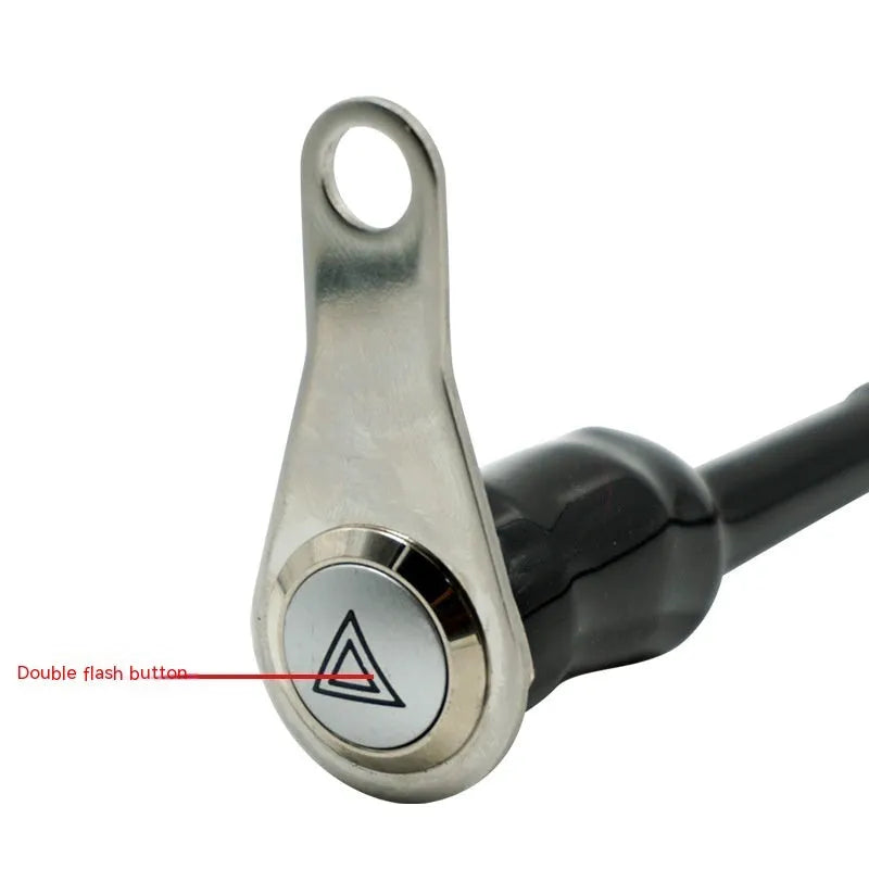 Black stainless steel motorcycle double flash switch with illuminated light ring and 7mm mounting