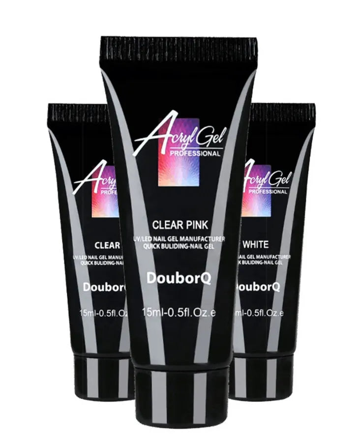 3 colour polygel pack with 48 mold tips by Major Dijit, resin UV gel in 15ml bottles