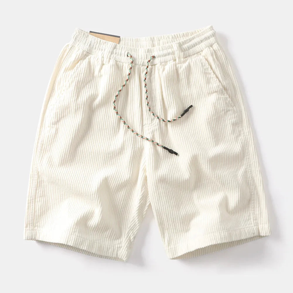 Men's khaki retro American-style straight-leg cargo shorts made from polyester for summer