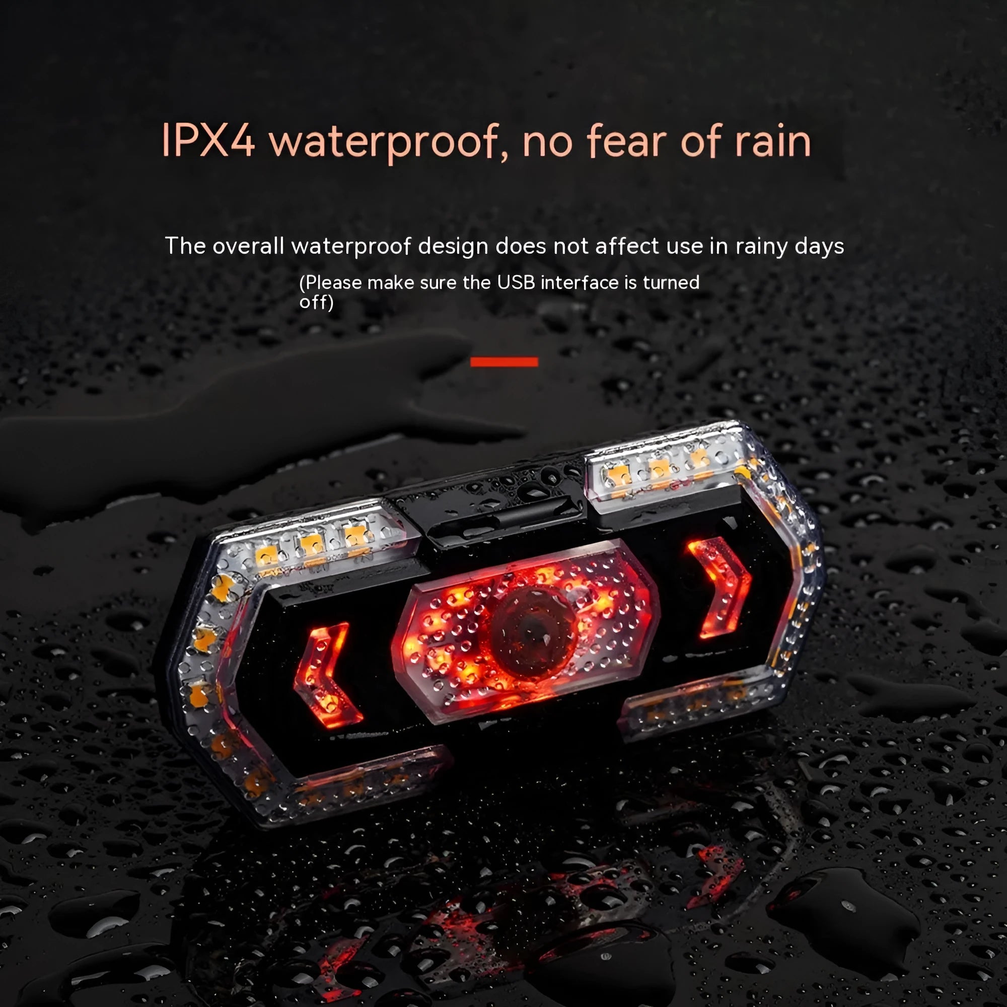 Black wireless remote control car indicator lights with USB charging port
