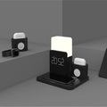 3-in-1 Qi wireless charging stand showing phone, smart watch and earbuds charging simultaneously