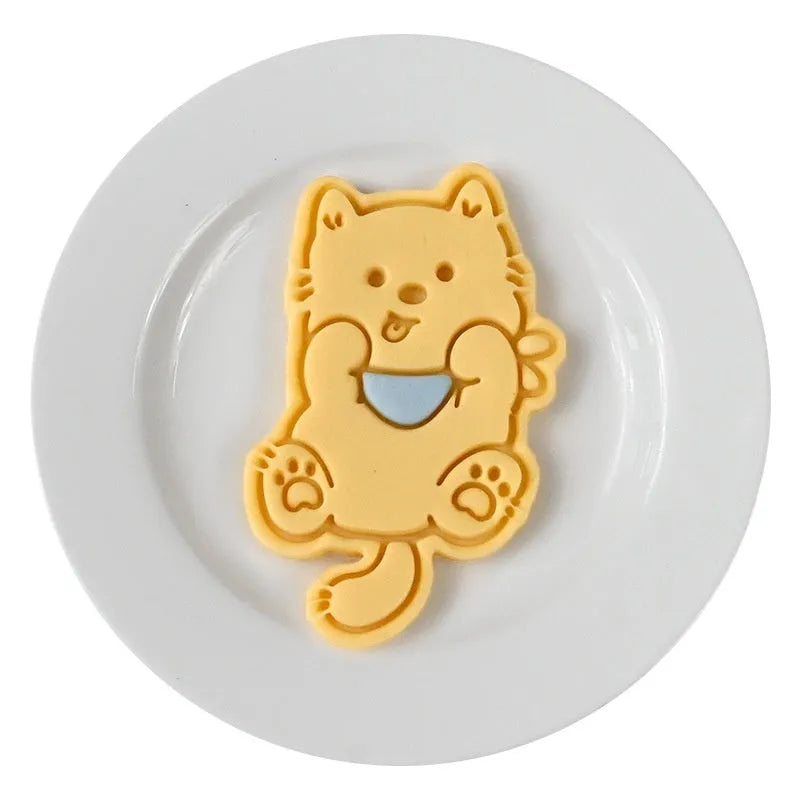 Three dimensional plastic biscuit mould with puppy cartoon designs for baking