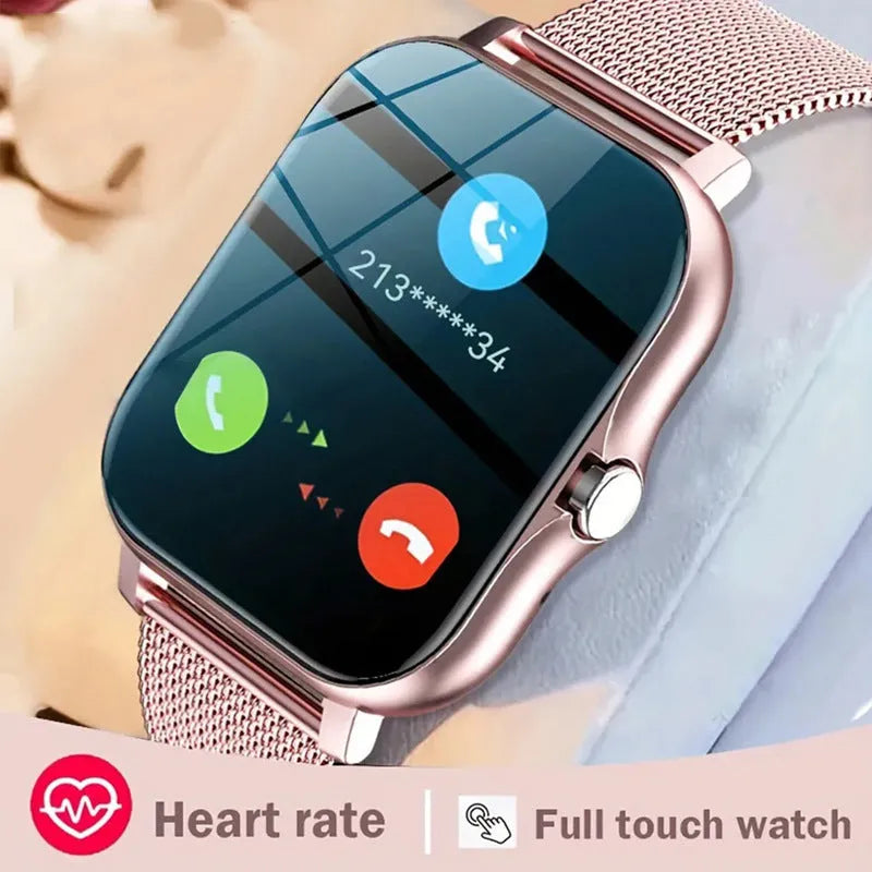 Smart watch with 1.44-inch colour touchscreen display on a silicone wrist strap.