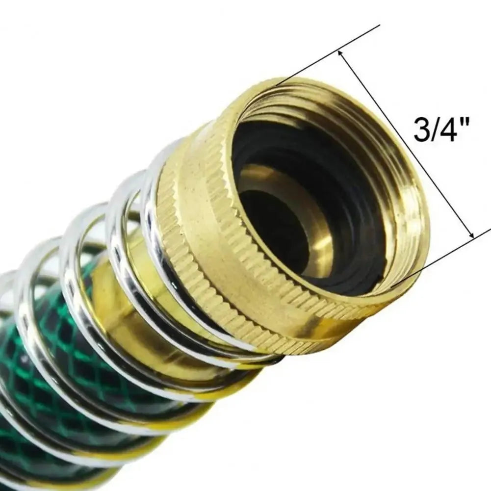 Brass garden hose connector with spring mechanism for preventing kinks