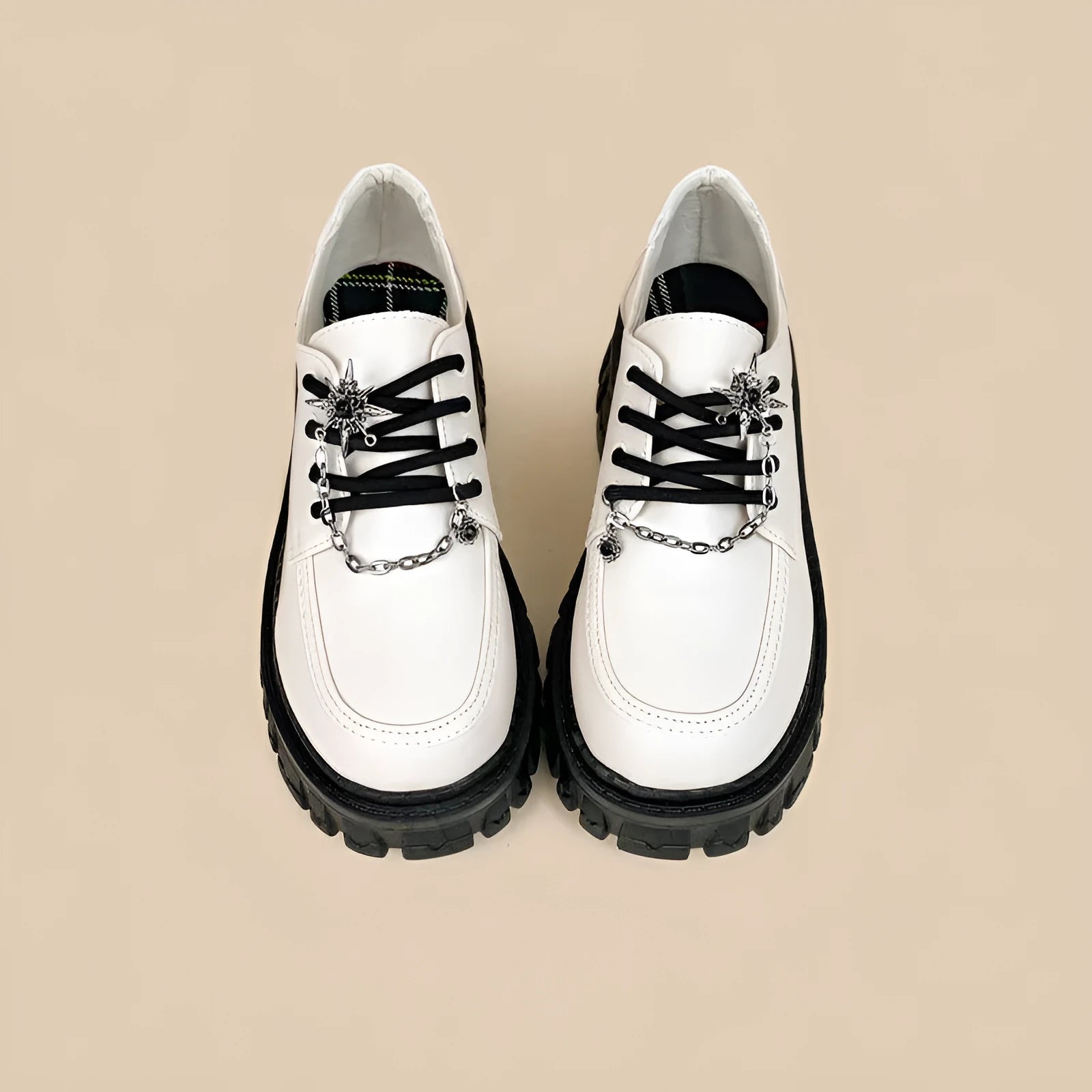 Women's preppy college loafers in Duke Asterism colour with cross shoulder straps and round toe design