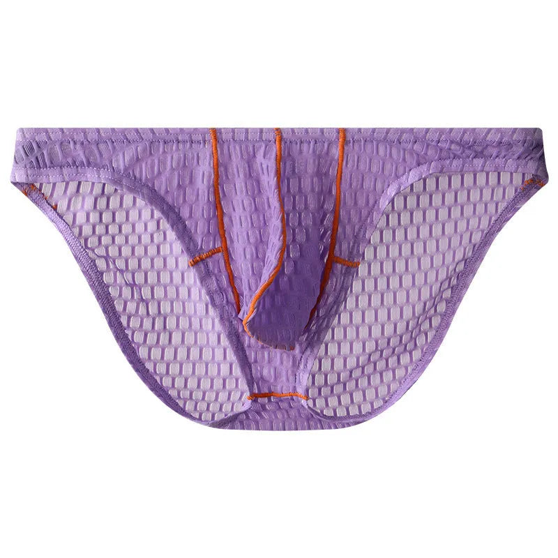 Men's ice silk low waist lace briefs in multiple solid colours on size chart