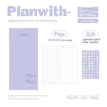 Embossed meter book notebook open showing white 100g paper, with blue, grey, purple, and white cover options.