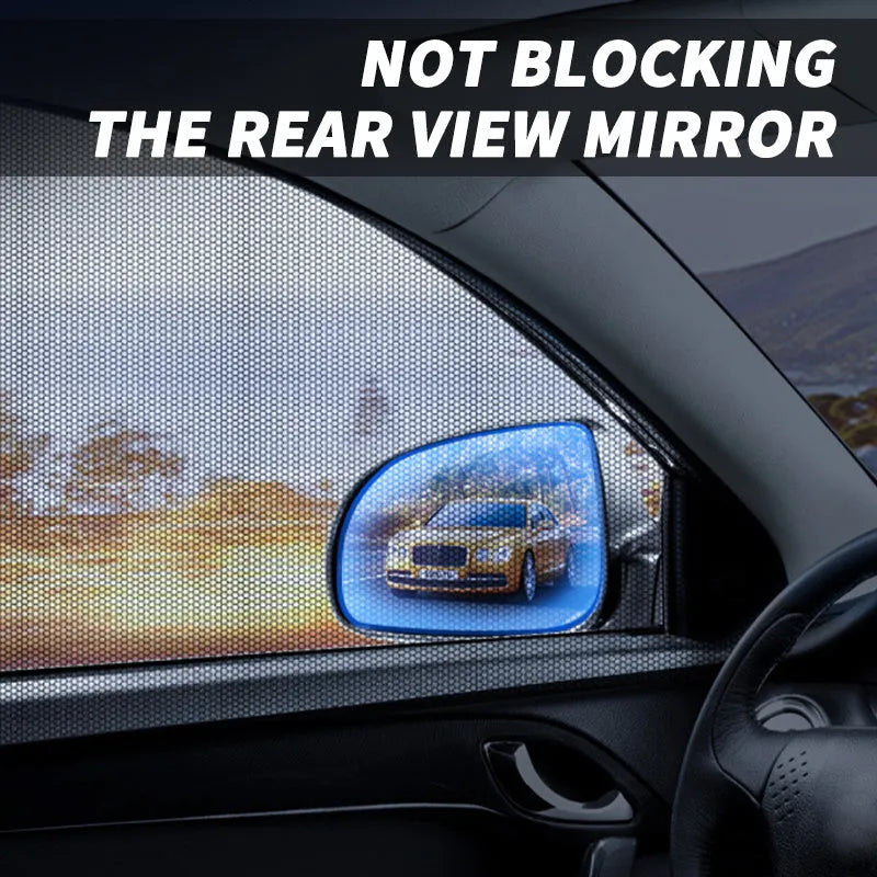 Car side window sunshade mesh covers installed on vehicle front and rear windows