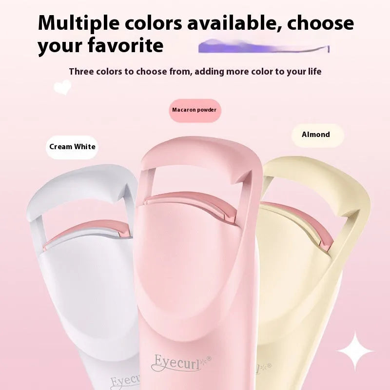 USB-rechargeable electric heating eyelash curler in cream white colour with cable