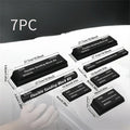 Set of seven black metal frosted blocks for craft and modelling work.
