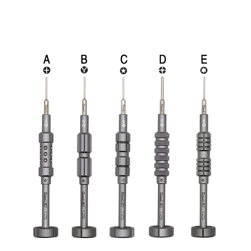 Precision screwdriver for iPhone repair with five interchangeable bits in aluminium alloy handle