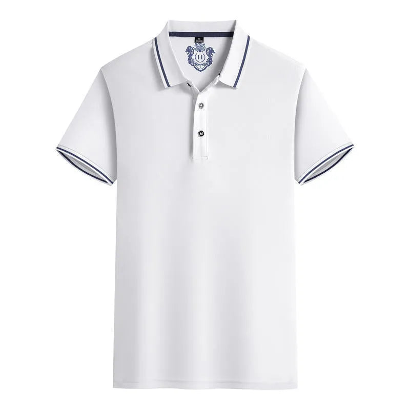 Summer work lapel polo shirt in eight colours with short sleeves and straight fit