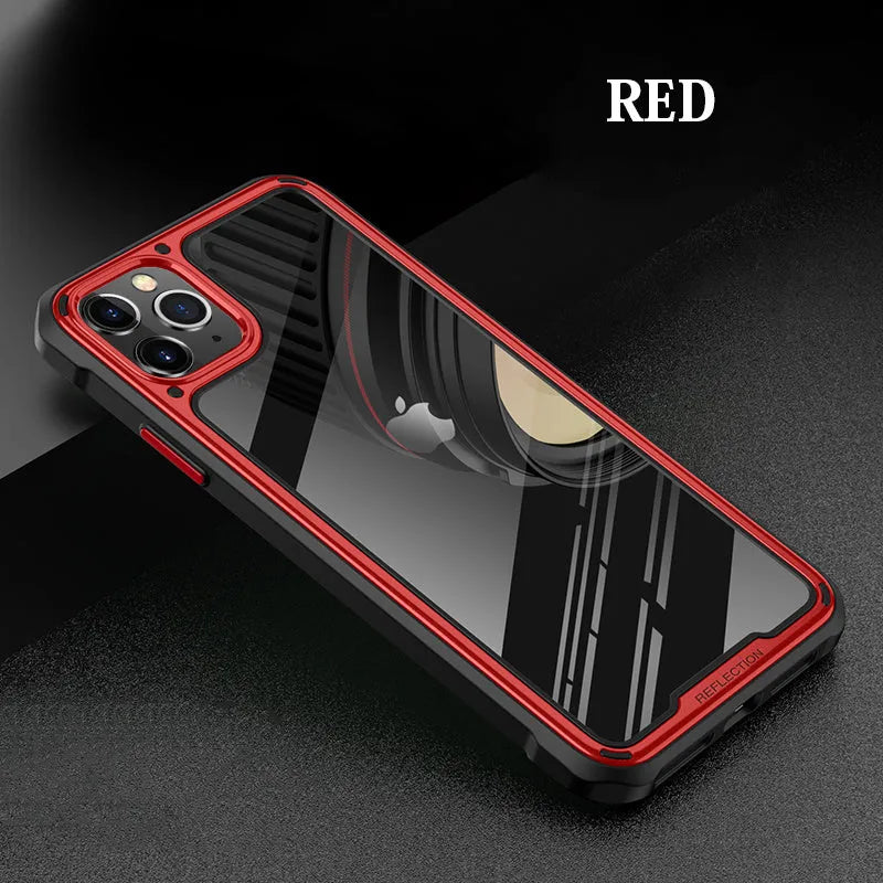 Transparent silicone iPhone 11 case showing PU+TPU construction and business style design
