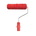 Red 7 inch texture paint embossing roller with rubber roller head for creating wall patterns