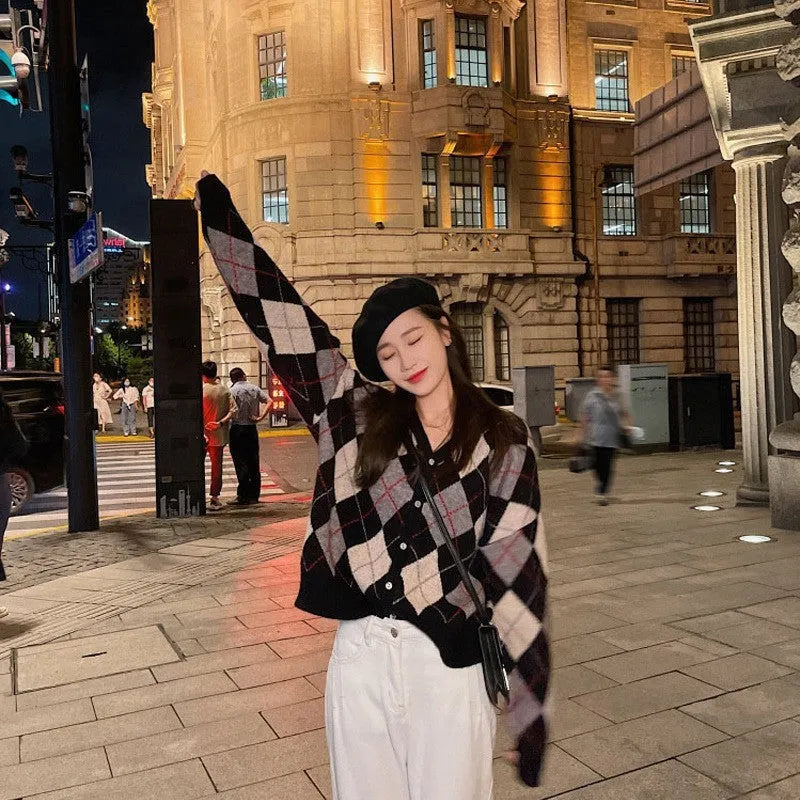 Japanese Korean style acrylic knit casual cardigan in macaron colours with regular sleeves