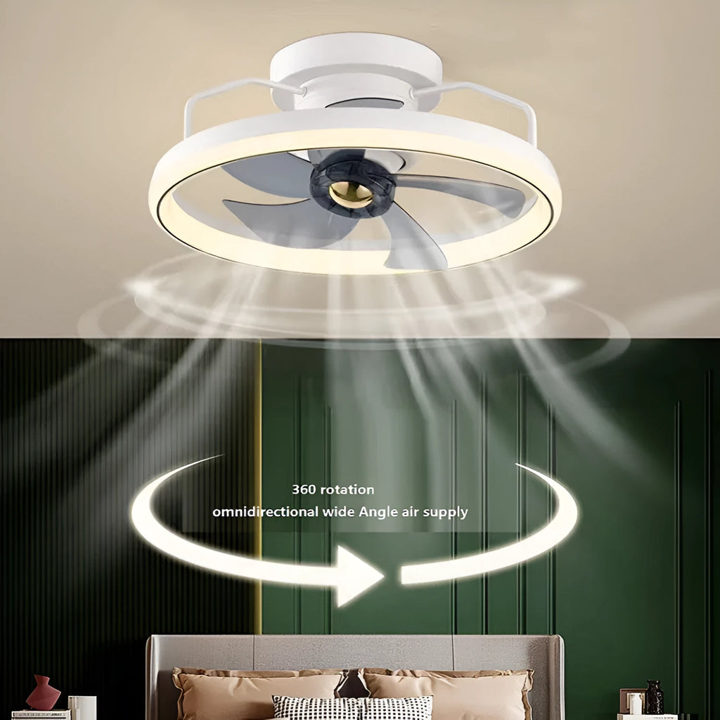 500mm diameter modern ceiling fan light with integrated lighting fixture in multiple colour options