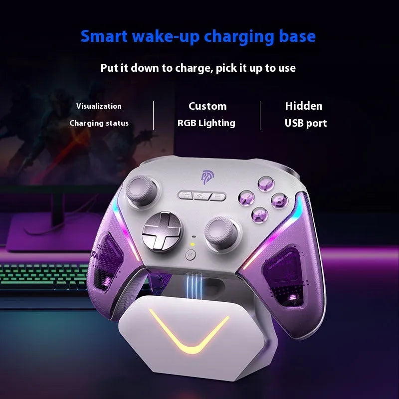 Rocker PS5 Elite Series game controller charging base in black with USB Type-C cable