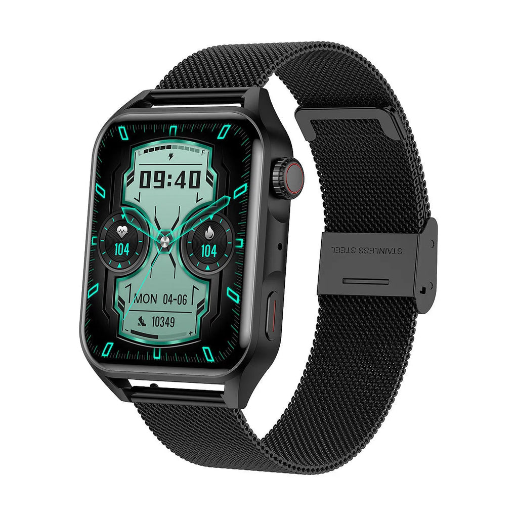 HD AMOLED smart watch with NFC on silicone strap showing multi-dial display
