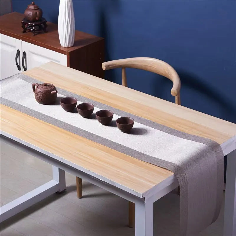 PVC non-slip placemat in modern minimalist style showing gradient bamboo and metallic colour options