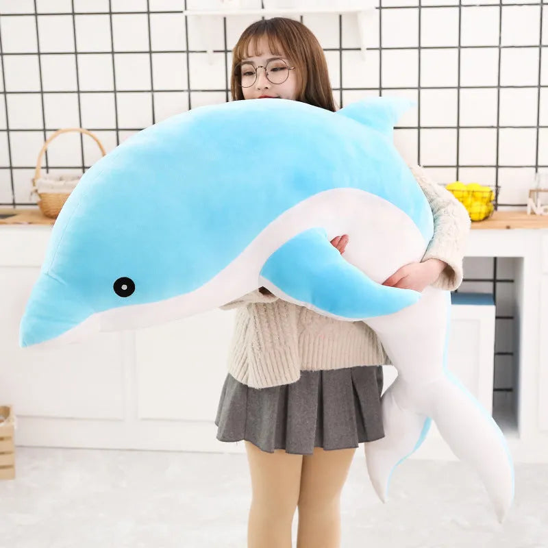 Crystal super soft dolphin plush toy in blue with PP cotton filling