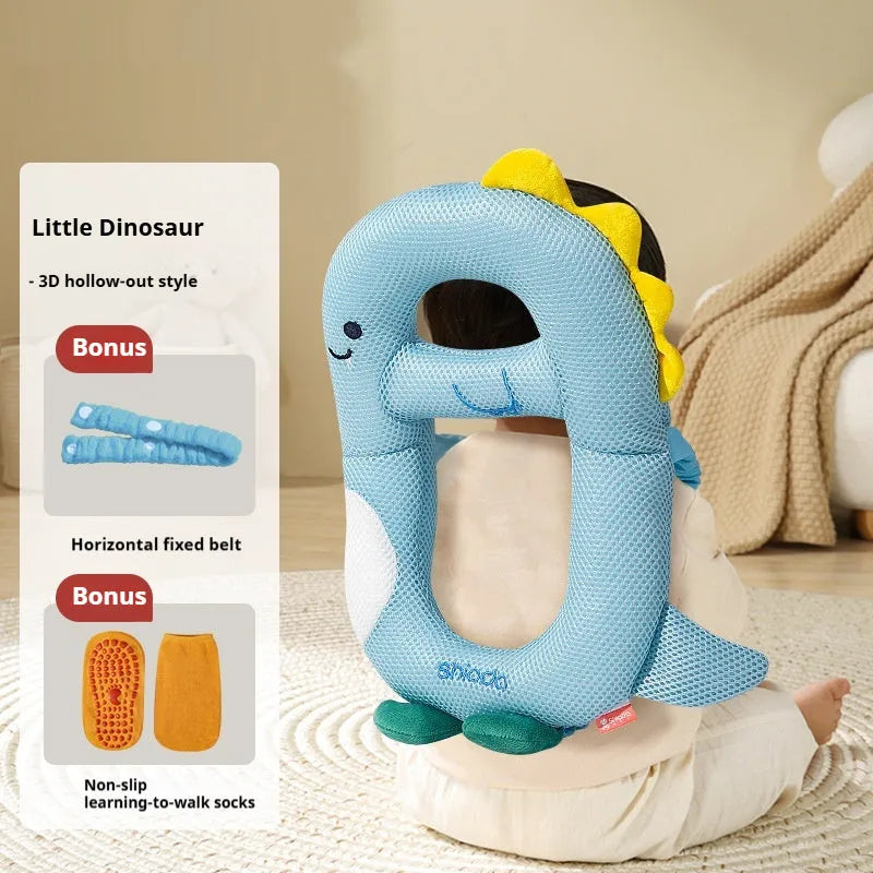 Baby anti-collision pillow with cartoon animal designs for toddling fall protection in kneecap and sock styles