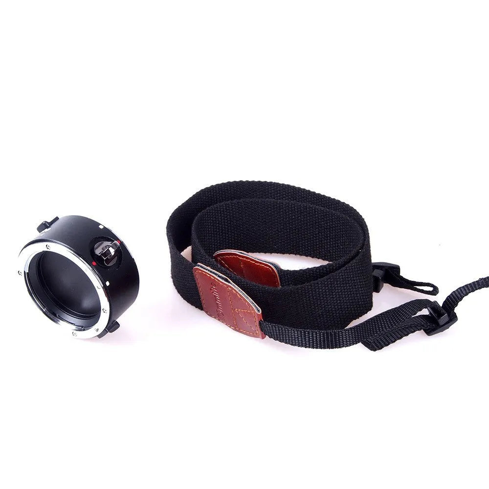 Aluminium alloy camera lens flipper holder with stainless steel buckle and cotton shoulder strap for Nikon, Canon, Sony cameras