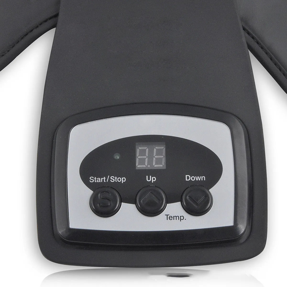 Knee massager host unit with infrared heat function, adjustable temperature control, and included knee pads and shoulder pads.