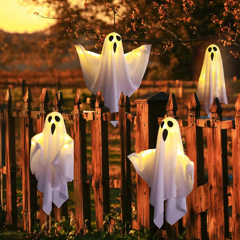 White ghost scream Halloween light with cloth construction for indoor party decoration