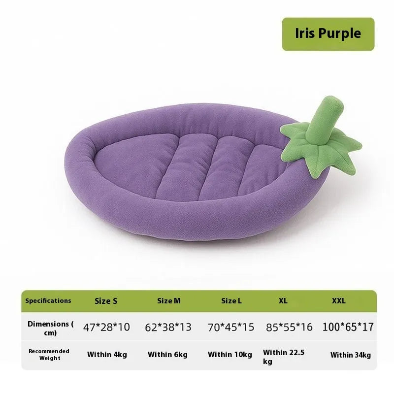 Washable cloth dog bed mat in purple colour, shown in a large XXL size