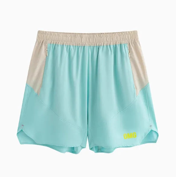 Men's loose dark grey workout shorts with an elastic and lace-up waistband for lifting.