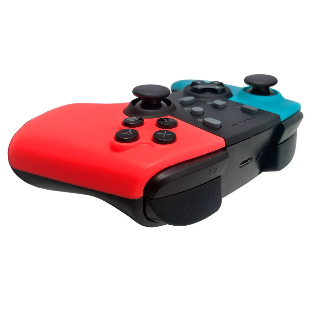 SWH wireless game controller for Nintendo Switch in various colours on a black background.
