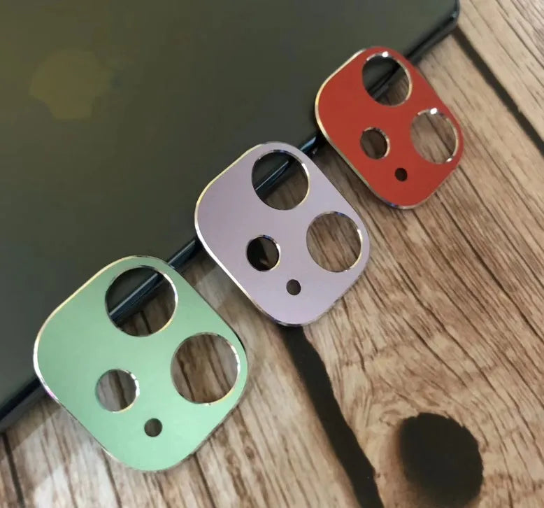 Metal lens protection ring for iPhone 11 and iPhone 11 Pro camera in various colour options.