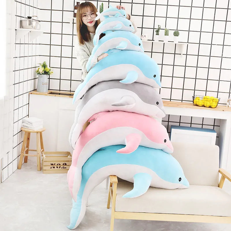Crystal super soft dolphin plush toy in blue with PP cotton filling