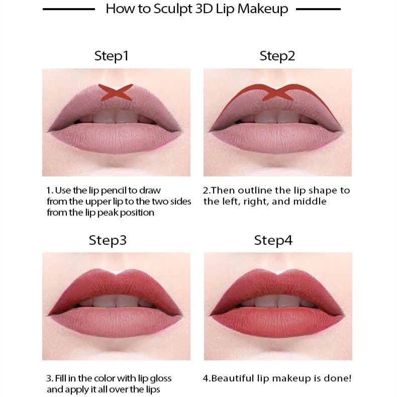 Matte lip liner in wood finish showing rich colour payoff with 14 shade options from 201 to 214