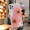 Vibrant pink and yellow floral patterned TPU back cover case for iPhone