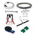 XYL Ziptreck children's outdoor pulley slide rope kit with steel cable, handle, carabiners, and tree straps on a 10m reel.