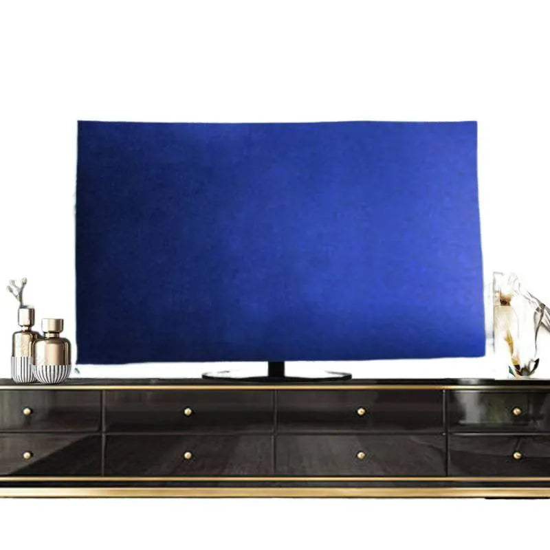 Soft pink velvet dust cover draped over a 55-inch flat screen LCD television.