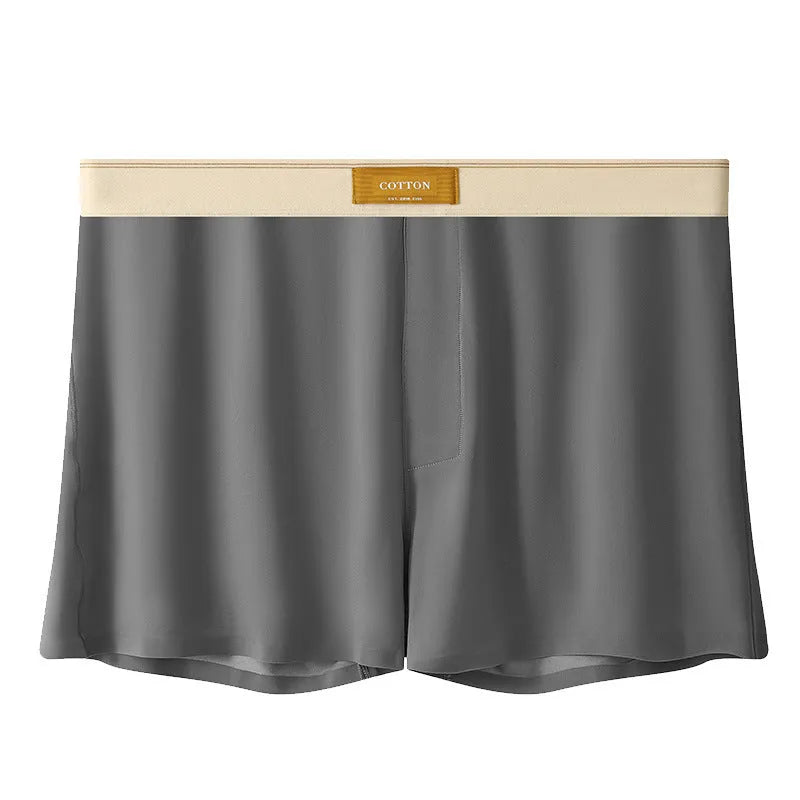 Men's ice silk boxer shorts in solid colours showing loose fit and mid waist design