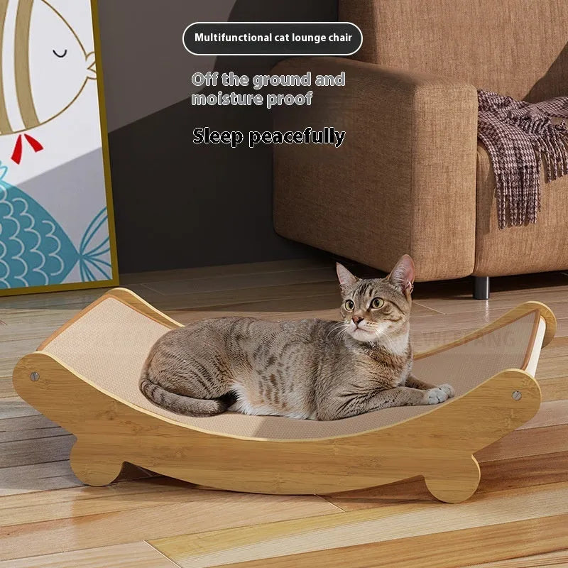 Full sisal cat scratch board U-shaped recliner lounge chair nest in pastoral style with sisal texture for claw care